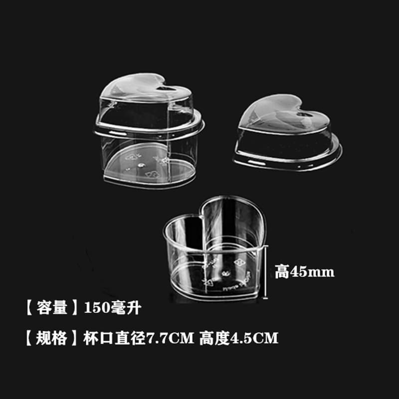 Slime Crystal Mud Transparent Disposable PS Plastic Heart-Shaped Dessert Cake Mousse Cup 150ml Food Grade