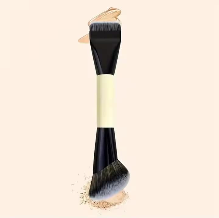 Cross-border double-ended one-word foundation brush powder blush sickle contour contour concealer multi-functional professional makeup brush