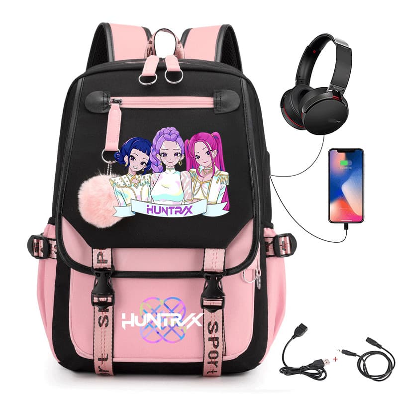 Cross-border Trade KPOP Hunter Witch Girl Group Fan Backpack Student Casual School Bag Travel USB Charging Bag