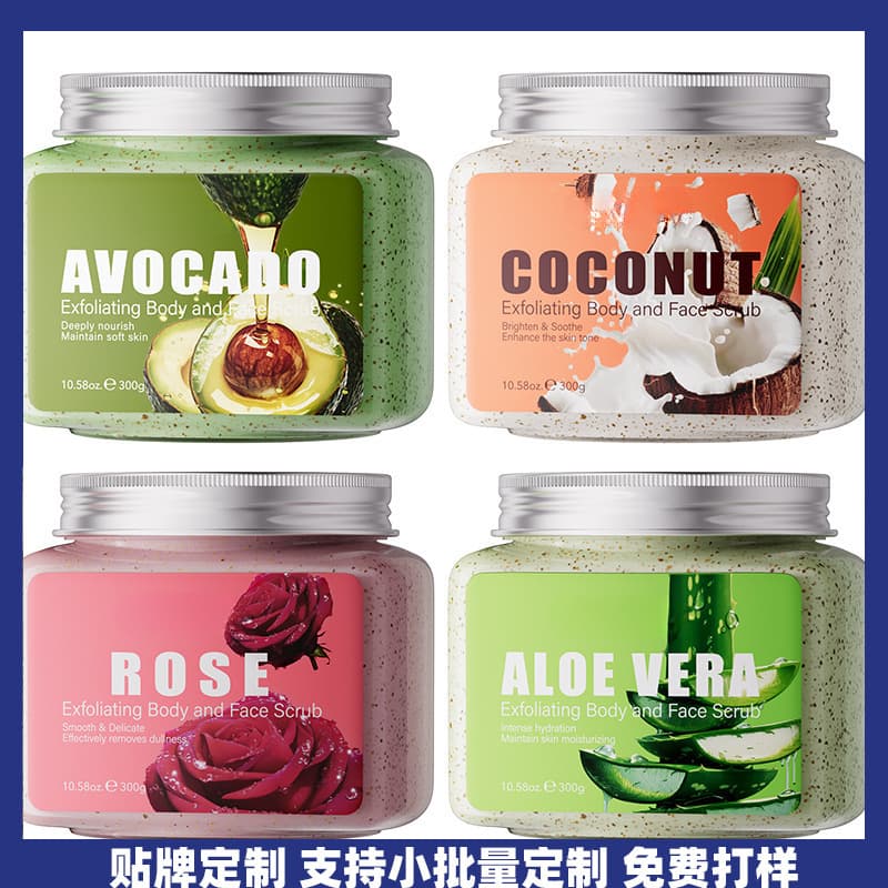 OEM Full English Fruit Large Capacity Facial Scrub Body Scrub Exfoliating for Cross-Border Customization