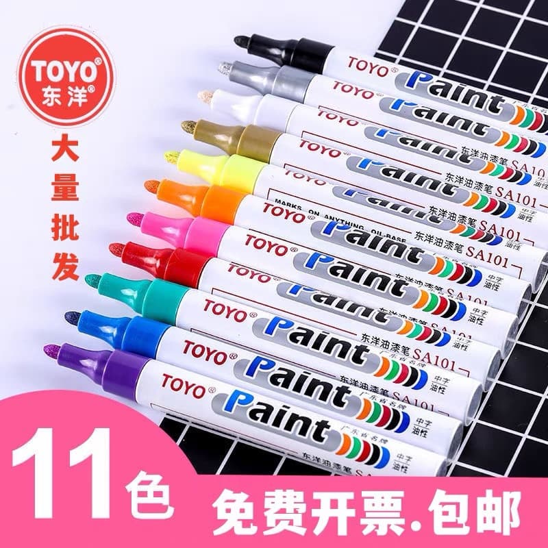 TOYO SA101 Paint Marker Waterproof Fade-Resistant White Oil-Based Pen Touch-Up Pen Tire Pen