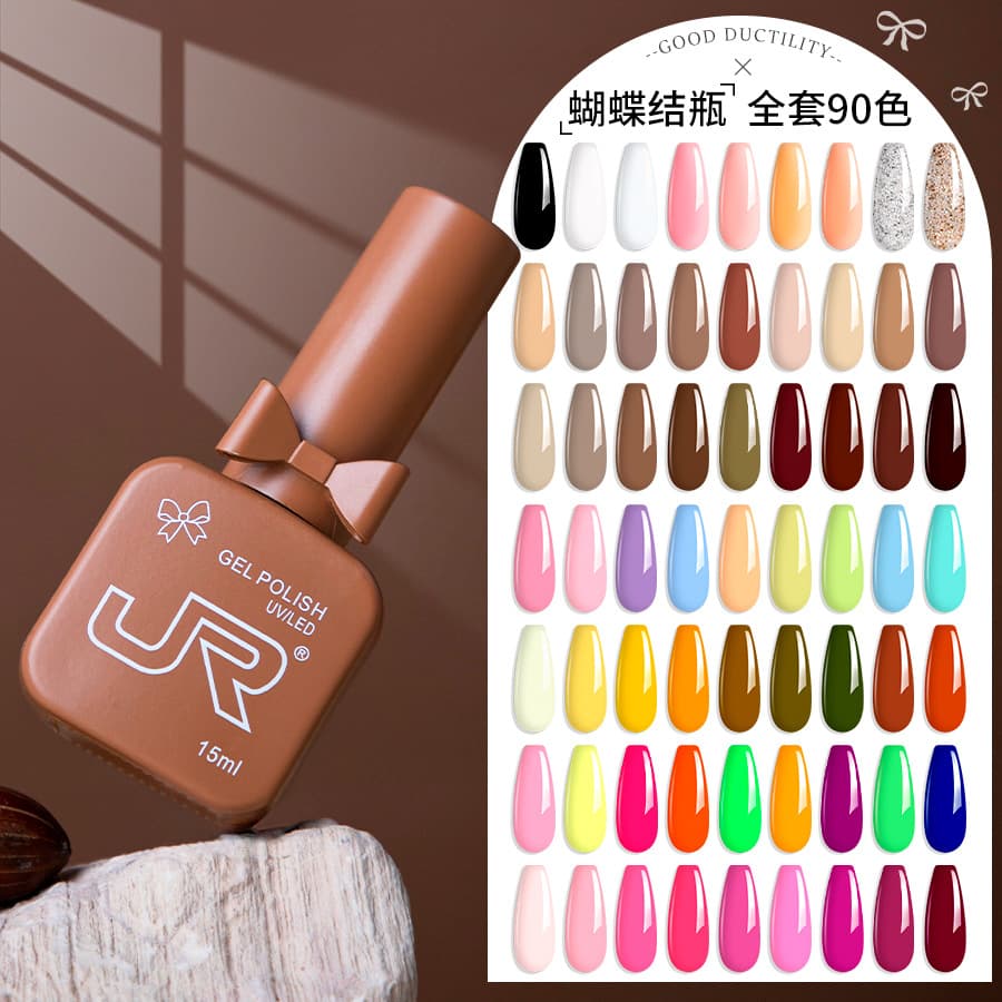 Ice-Clear Bowknot Bottle Cap Nail Polish Gel Multi-Color Series 90 Colors Nail Salon Color Gel Set Factory Wholesale Jelly Color