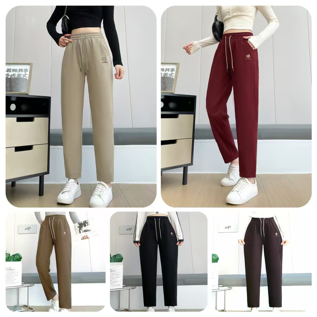 2025 New Style Winter Fleece-Lined Moleskin Workwear Straight-Leg Casual Pants Middle-Aged Women's Clothing Sports Moleskin Cotton High-Waist Pants