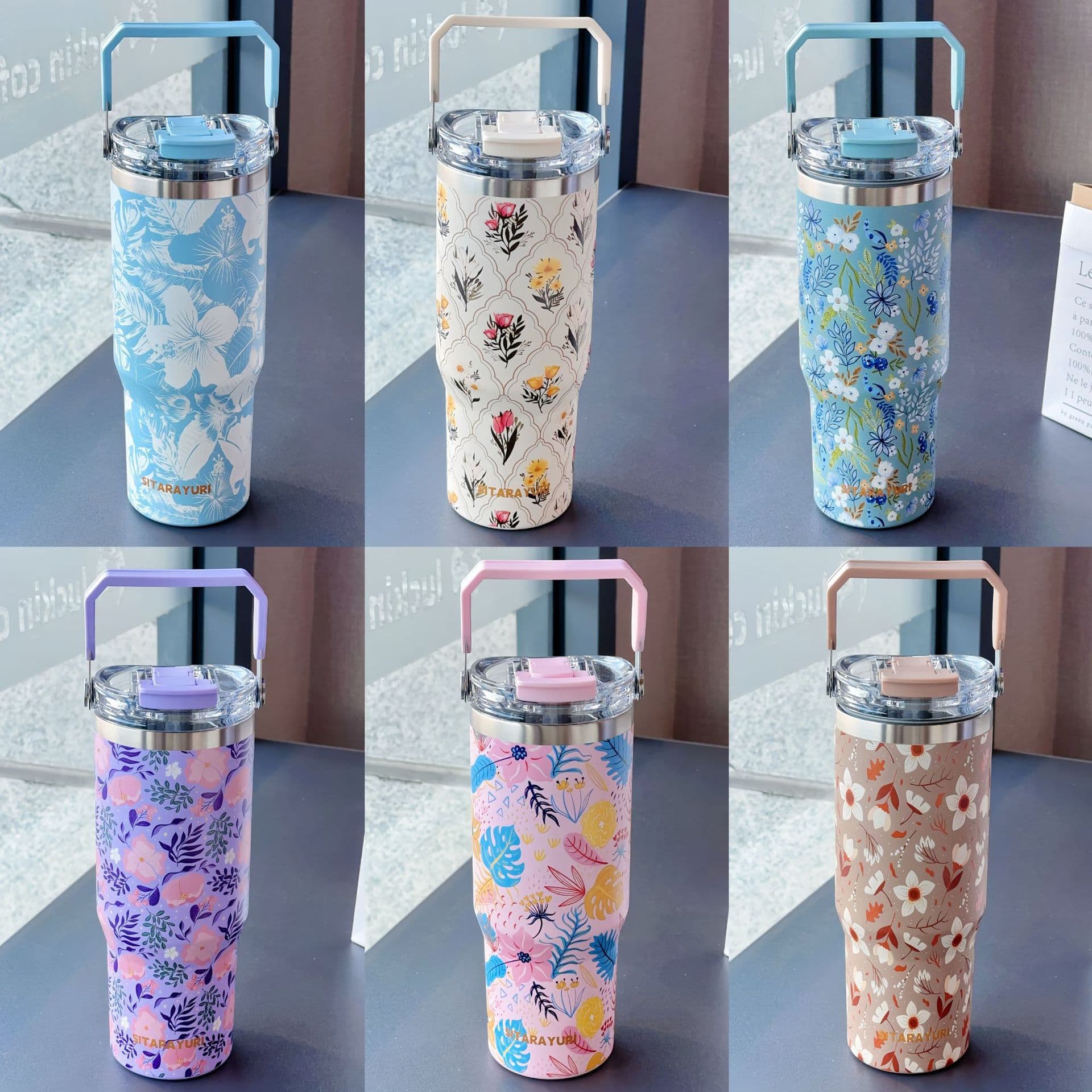 Zhongfu New Stainless Steel Insulated Tumbler with Handle, Ice Tumbler, Hot and Cold Car Cup, Dual-Drink Coffee Cup