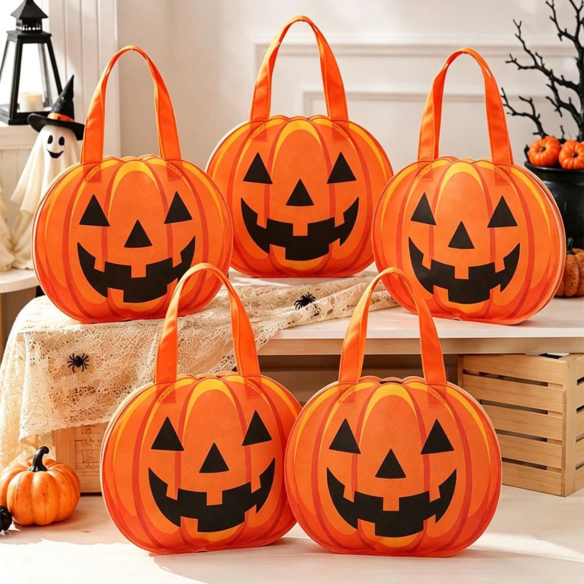 Halloween Pumpkin Non-Woven Fabric Handheld Candy Bag Halloween Party Decoration Gift Bag Candy Decorative Bag