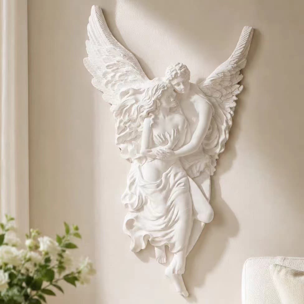 European Style Plaster Angel Wall Lamp for Living Room Background Wall, American Style Staircase, Entryway, Bedroom, Children's Room Bedside Decorative Wall Light