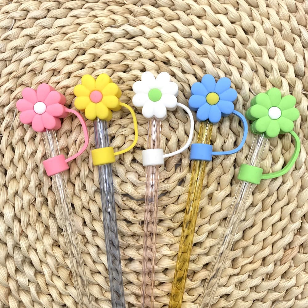 Flower Daisy 10mm Straw Cap Set Stanley Dust Cap Stanley Straw Protector Water Cup Decoration