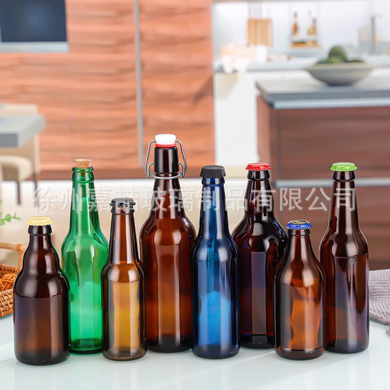 Wholesale 330ml glass beer bottles, tea color, green, brown, light-proof empty beer bottles, soda drink glass empty bottles