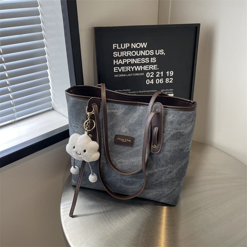 Cross-border Tote Bag Retro Large Capacity Fashion Textured Shoulder Bag Work Commuter Bag Contrast Color Versatile Bag Crossbody