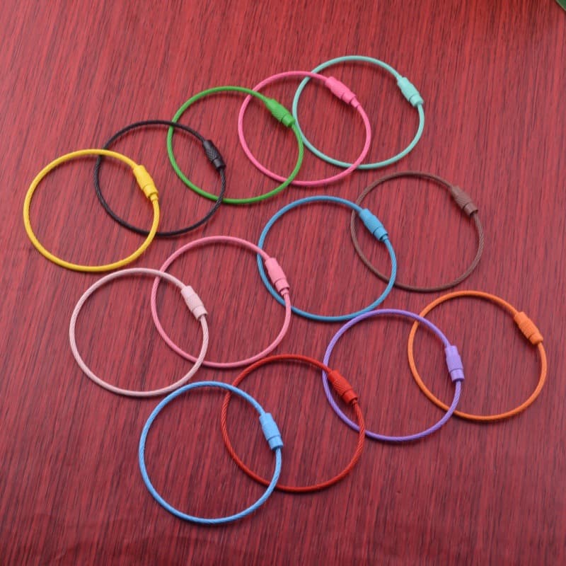 DIY Bag Pendant Colorful Metal Spray Paint Wire Ring Wire Rope Rotating Screw Key Ring Key Chain Accessories