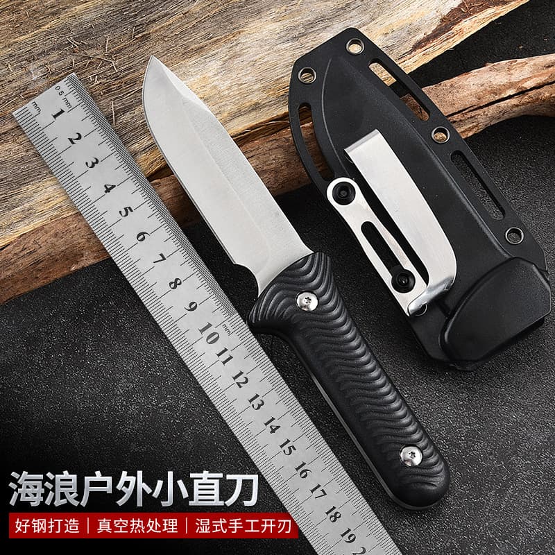 Outdoor Camping Hiking Survival Knife with Integrated K-Sheath Portable Tactical Knife Manganese Steel Multi-Purpose