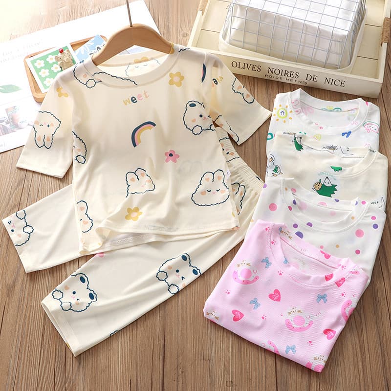 New Children's Pajamas Summer Set, Cartoon Print, Thin Short-Sleeve Girls' Loungewear for Boys, Wholesale Children's Clothing