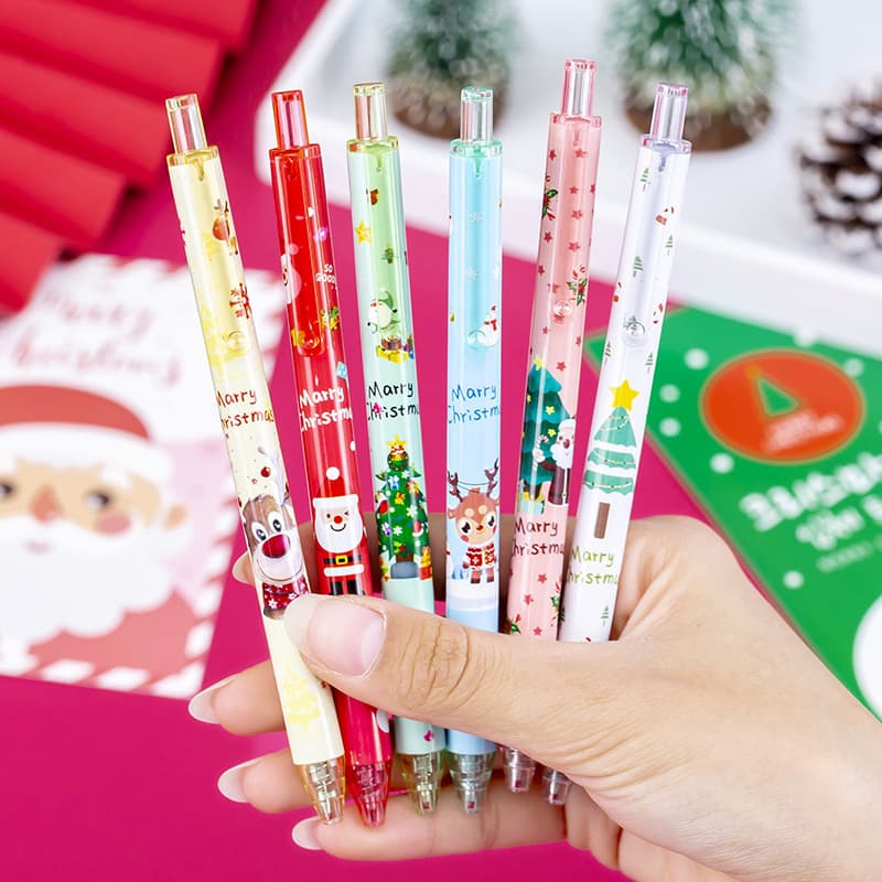 Cross-border hot selling Christmas gel pen cute Christmas creative black signature pen cartoon stationery student holiday gift