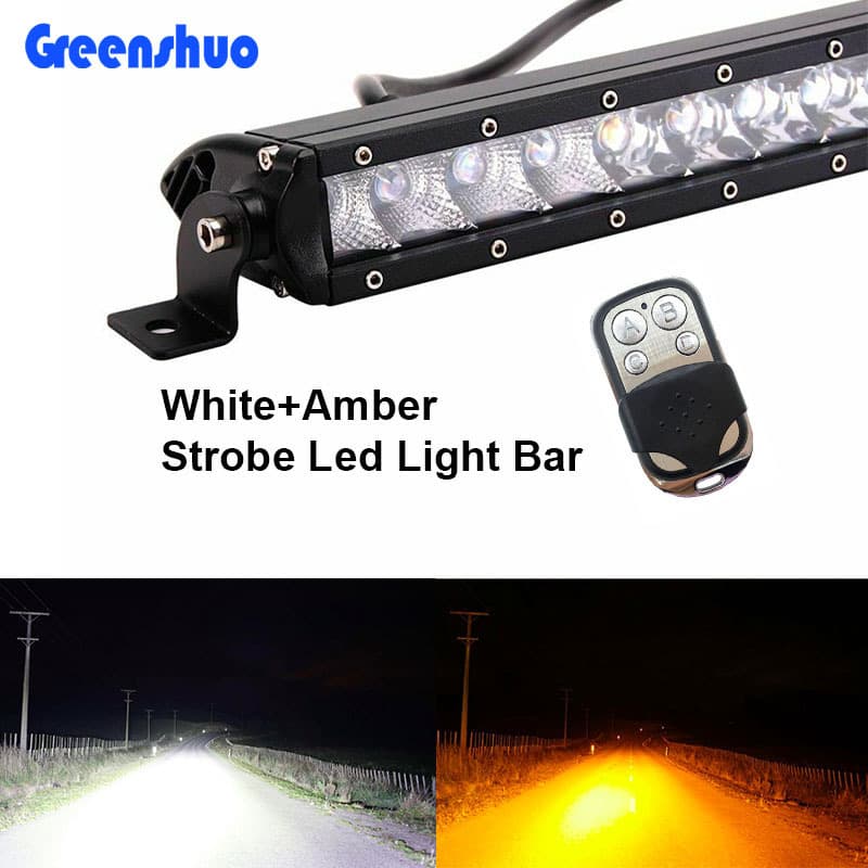Single Row Dual Color LED Light Bar White and Yellow for Car Modification Strobe Light Bar Front Bumper Light Roof Light