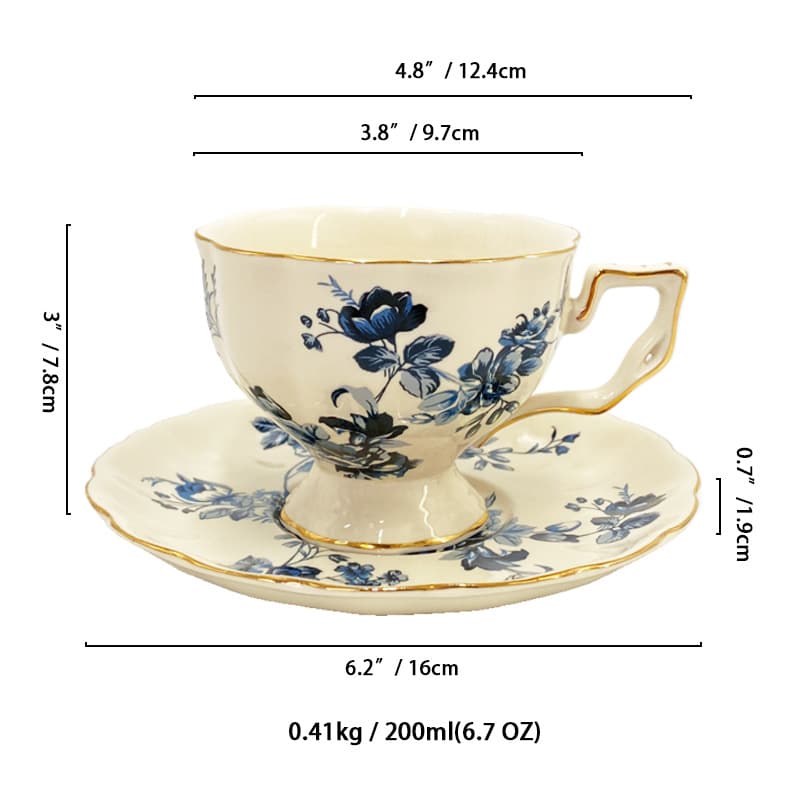 Cross-border Dropshipping European Vintage Coffee Cup Set Cup and Saucer Ceramic English Style Gold Rim Large Tea Cup French Teapot Cup