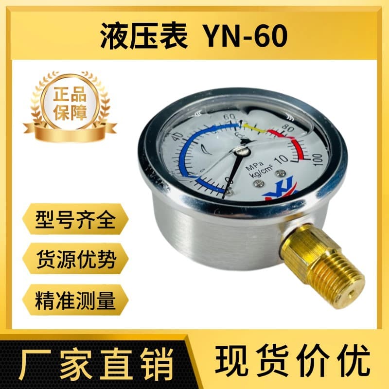 Hydraulic Gauge YN-60 Stainless Steel Vibration-Resistant Pressure Gauge, Shockproof Type 10MPa/25MPa/40MPa Oil Pressure Gauge, High Pressure