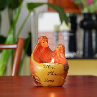 Cross-border Bless This Home Creative Angel Candle Holder Resin Mother and Daughter Candle Holder Home Decoration