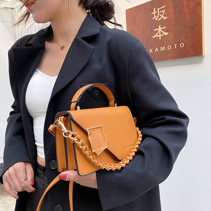 Cross-border Fashion Trendy Small Square Bag for Women 2026 New Style Simple Shoulder Crossbody Bag Niche Textured Chain Handbag