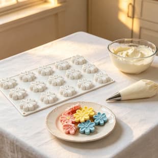 15-Cavity Flower Chocolate Silicone Mold, Daisy Pastry Biscuit Mold Western Dessert Decoration Cake Mold