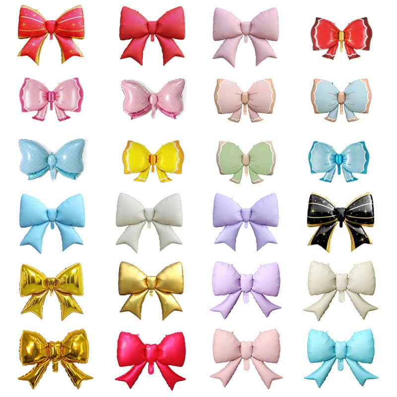 Bow Aluminum Film Balloon Pink Blue Decoration Children's Birthday Party Foil Balloon Factory Direct Supply
