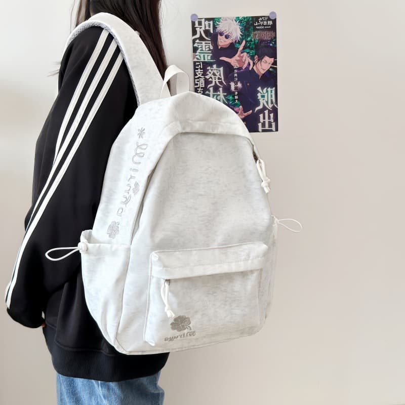 Student schoolbag Korean version solid color letter embroidery large capacity backpack campus class outdoor travel backpack cross-border