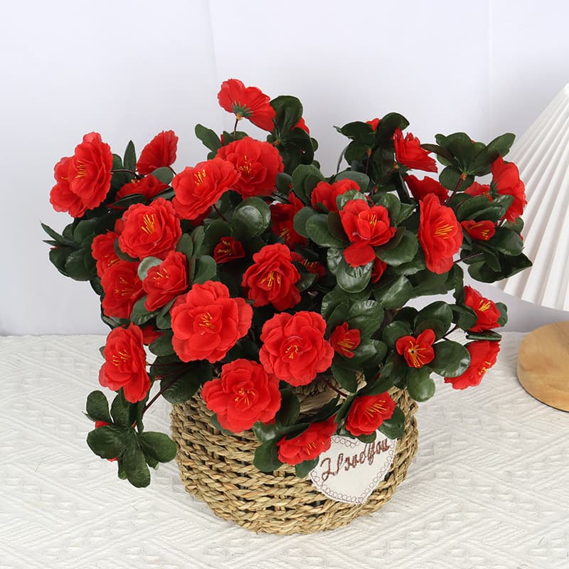 Artificial Azalea Silk Flowers for Living Room Decoration Vase Arrangement Wedding Decoration Wholesale Rhododendron Bouquets