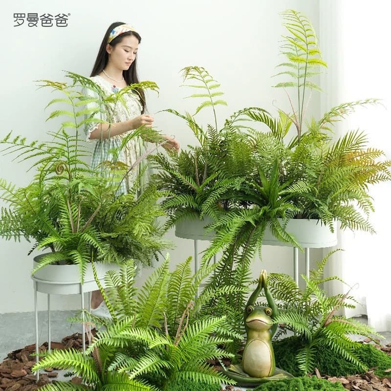 Natural simulated ferns, bundles of small fern leaves, variegated plant wall art, soft silicone fern grass, simulated Persian grass