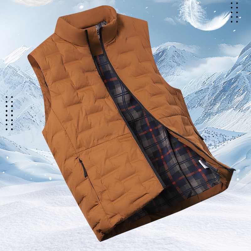 【90% White Duck Down】Down Waistcoat Men's Versatile Lightweight Vest 90% White Duck Down Autumn/Winter Vest Stand Collar Waistcoat