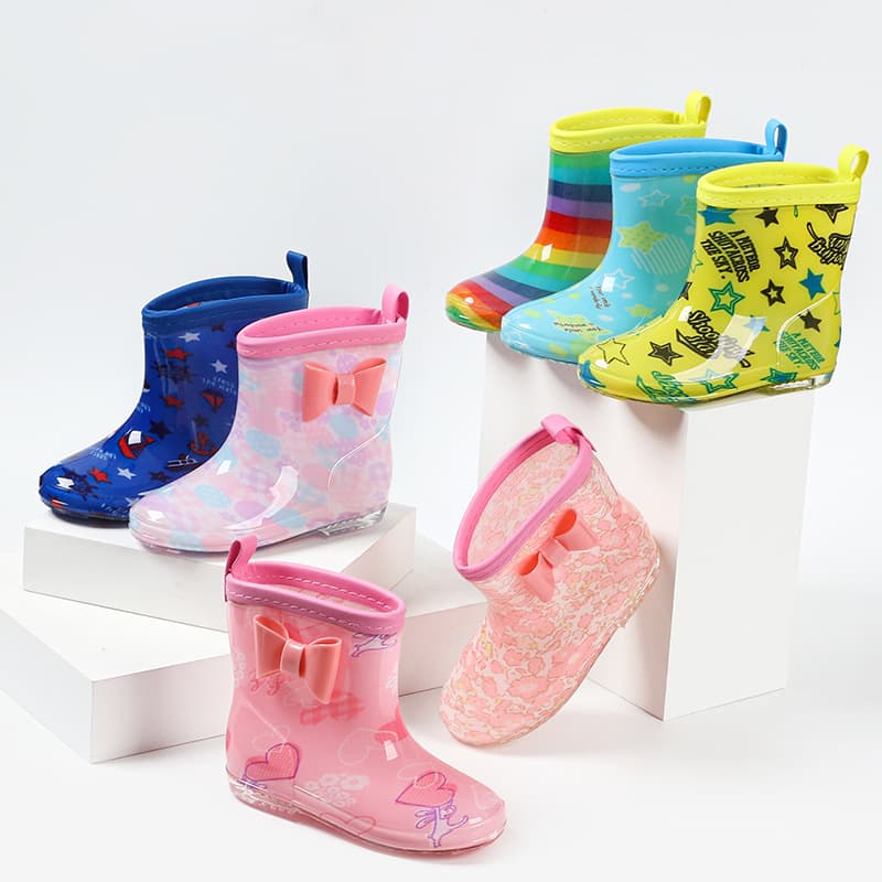 Cross-border Export New Floral Print Children's Rain Boots, In Stock Rain Boots for Babies, Anti-slip Waterproof Shoes for All Seasons with Drop Shipping