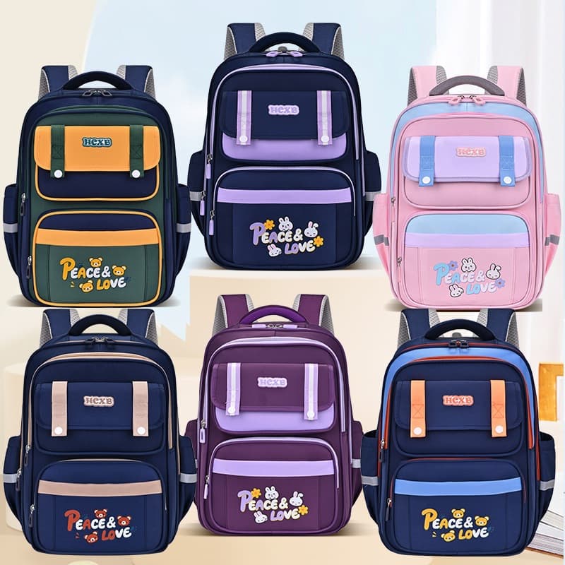 2026 New Color-Block Kids Backpack for Boys and Girls Grades 1-3-6 Elementary School Students Lightweight Large Capacity School Bag