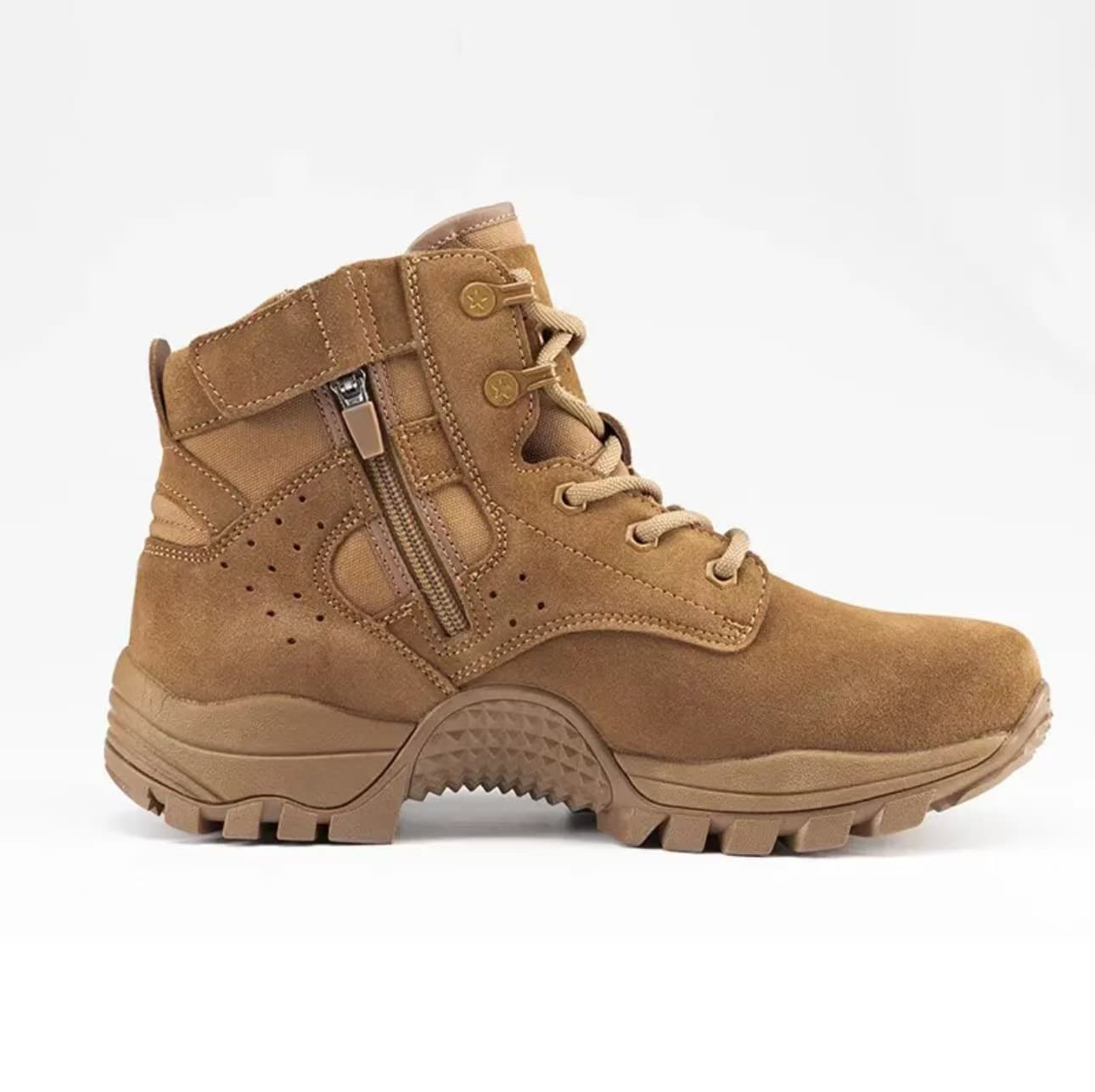 Brown Combat Boots, Wear-Resistant, Shock-Absorbing Outdoor Hiking Boots, Military Training Boots, Short Ankle Boots, Mid-Top Breathable Desert Boots, Work Boots