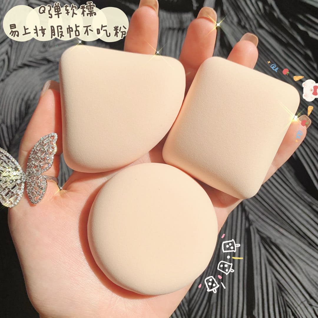 Powder Puff Wet and Dry Cotton Candy Air Cushion Powder Puff Wholesale Makeup Sponge Leather Triangle Powder Puff Storage Box