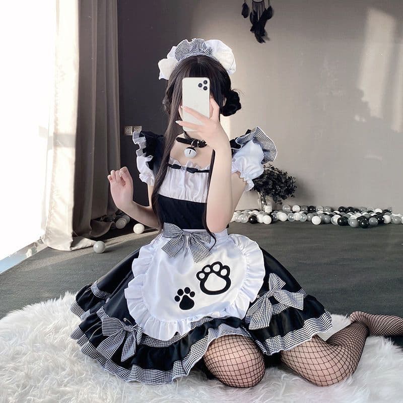 New Year Stock Maid Cosplay Cute Cat Lolita Dress Japanese Style Women's Costume
