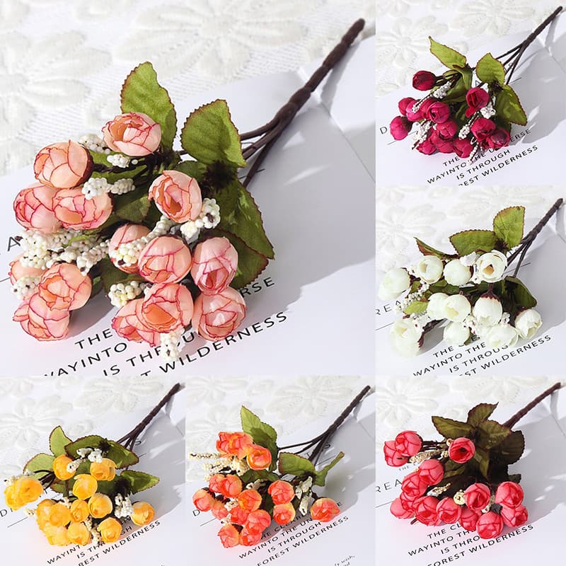 Artificial Flowers 15-Head Autumn Star Buds 15-Head Autumn Pearl Buds Mini Rose Buds Star Buds In-Stock Wholesale