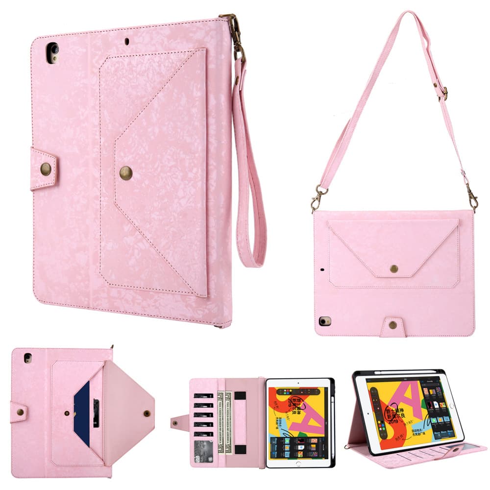 Shell Pattern iPad 7th/8th/9th Gen 10.2 Inch Shoulder Strap Fashion Tablet Leather Case Flip Cover Protective Case Factory Custom