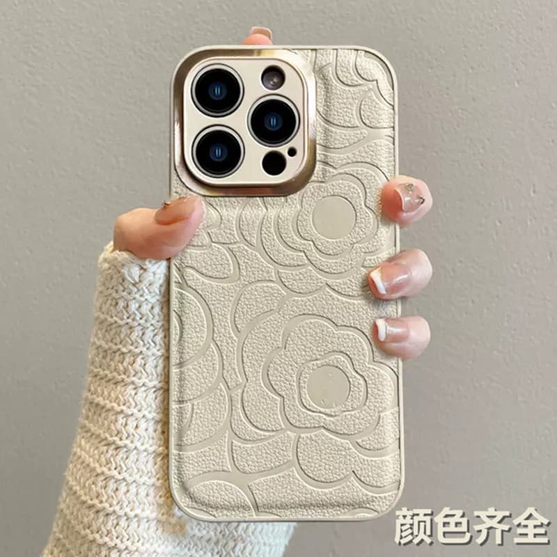 New Camellia Flower Phone Case for iPhone 17, Apple 16 Pro Full Coverage Metal Precision Cutouts Anti-Drop Protective Case