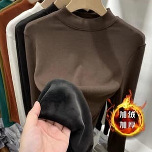 Silver Fox Fleece Turtleneck Undershirt Women's Thick Warm Thermal Top Autumn Winter Fleece Outer Wear