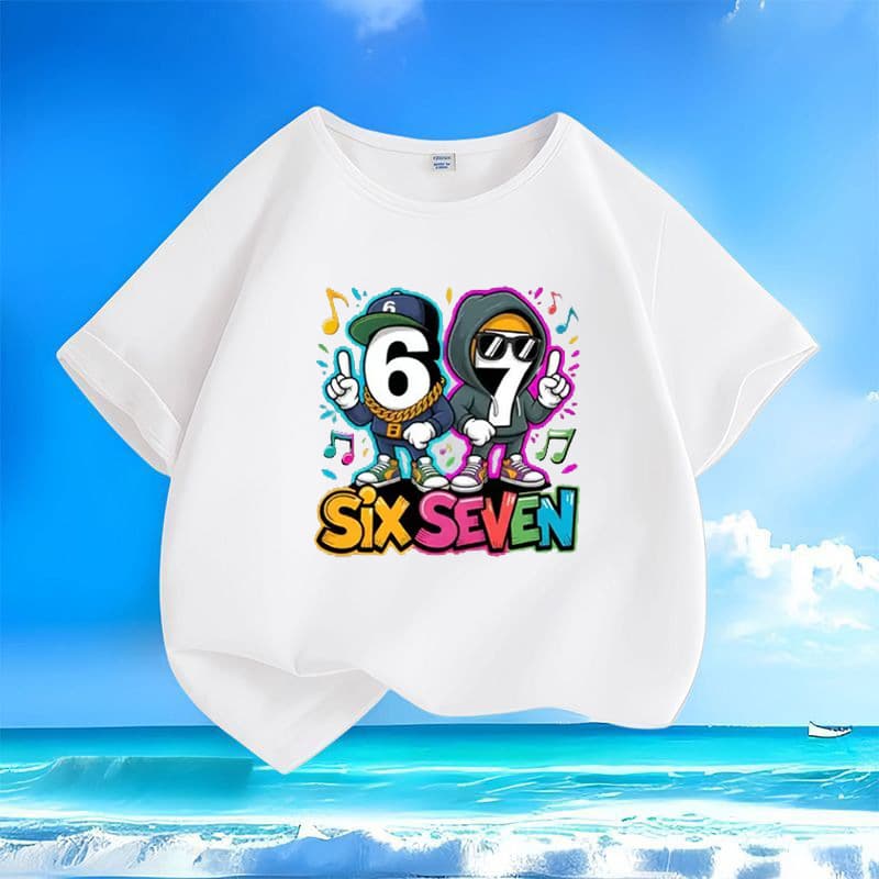 Cross-border Children's Short Sleeve T-Shirt for Boys and Girls 67six seven Round Neck Fashion Kids Breathable Tee Cross-border Drop Shipping