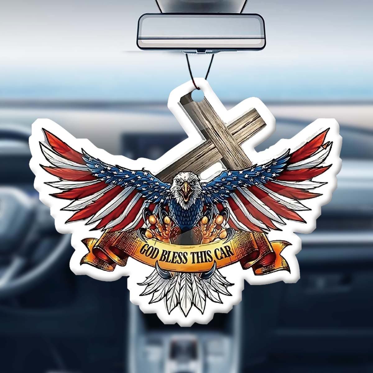 Car Air Freshener Strips, Imported Natural Odor Eliminator, Cross and Eagle Emblem Decorative Hanging Ornament