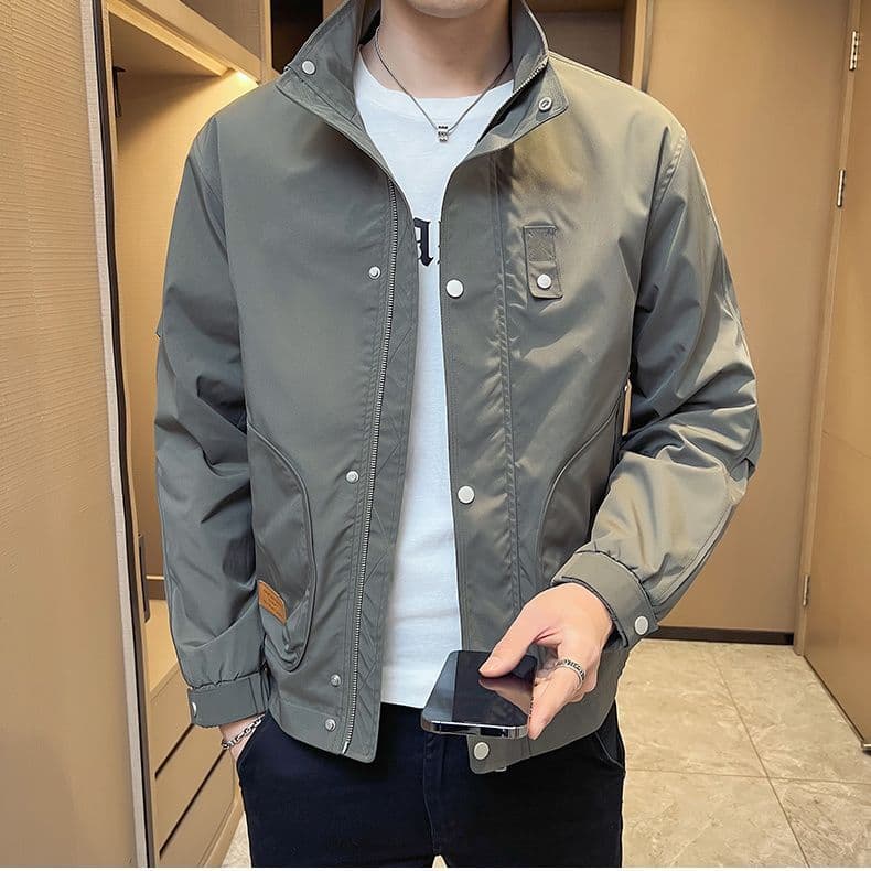 2025 New Autumn Wear Jacket Men's Casual Trendy Windbreaker Workwear Top Slim Fit Spring/Autumn Season Trench Coat
