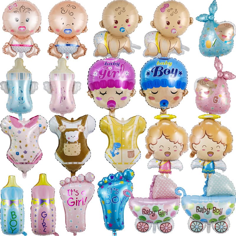 Cartoon Baby Shower Balloons Aluminum Foil Bottle Feeding Baby Cartoons Celebration Baby Gifts Balloons Metal Color Series