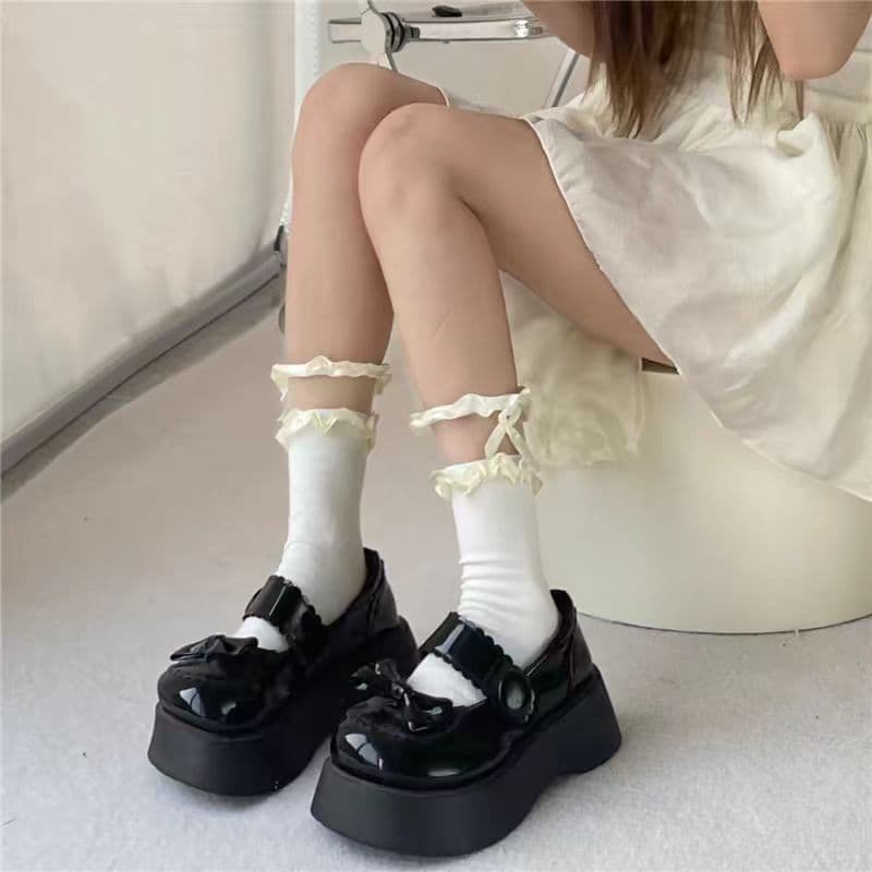 Lace Lolita Breathable Mid-length Socks Spring and Summer Japanese Style Sweet White JK Socks