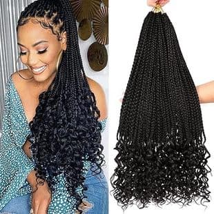 Cross-Border American Wig Straight Top Loose Ends Three-Strand Braids Crochet Hair Goddess Box Braids Hair Fluffy