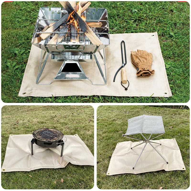 Fire Pit Mat Barbecue Fire Blanket Perforated Camping Fire Mat Outdoor High Temperature Ash Mat Size Color