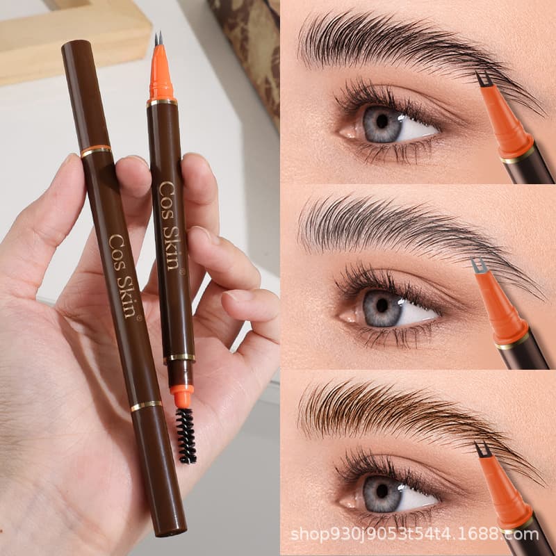 Cross-border Exclusive Hot-Selling CosSkin Dual-Ended Two-Prong Eyebrow Pencil Quick-Dry 3D Waterproof eyebrow pencil