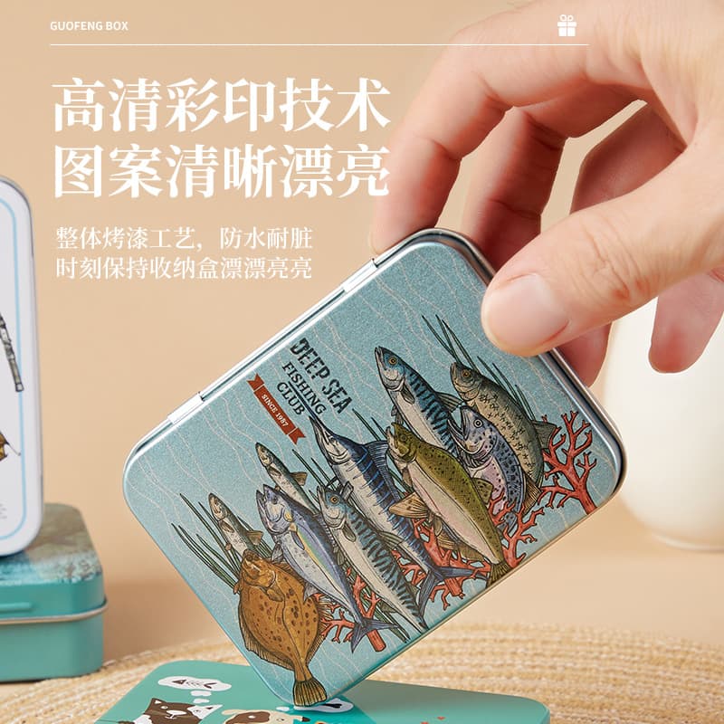 Fishing Gear Travel Storage Box, Cigarette Pack Size, for Poker Dice Pills Candy, Tin Box