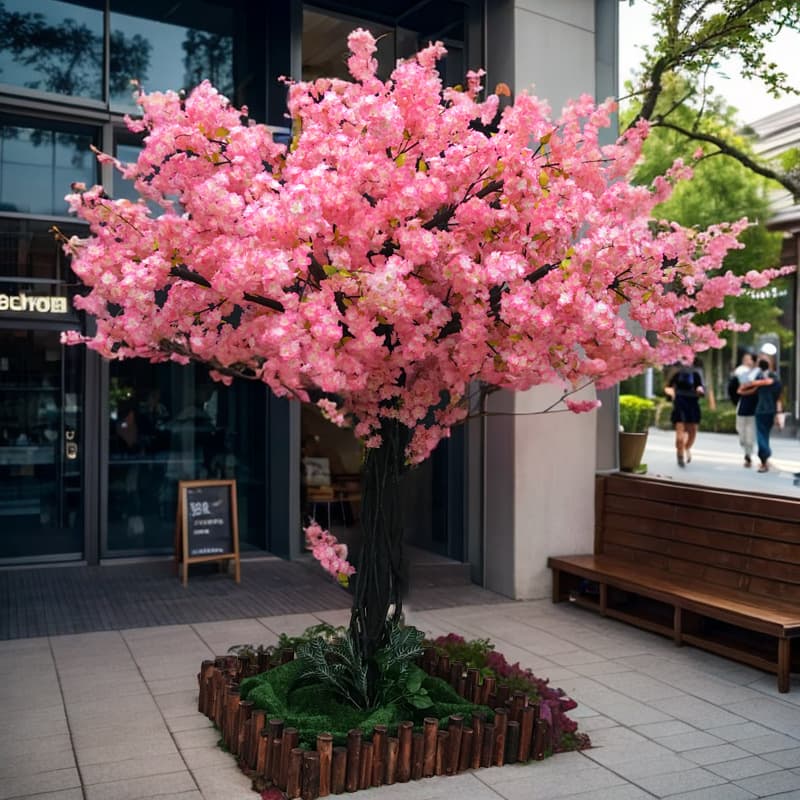 Artificial Cherry Blossom Tree Peach Blossom Tree Large Fake Tree for Plaza Scenic Spot Photo Op Artificial Flower Tree Artificial Tree Landscaping Ornament Japanese Style