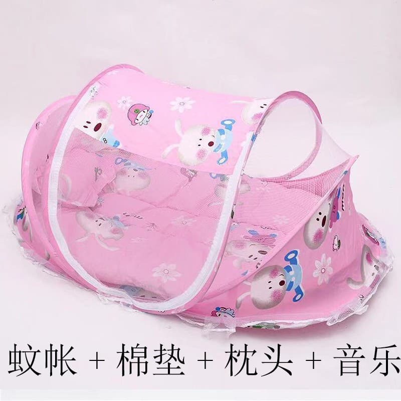 Direct Supplier Children's Dome Foldable Mosquito Net with Sleeping Pad and Pillow, Zippered Bed for 0-3 Years