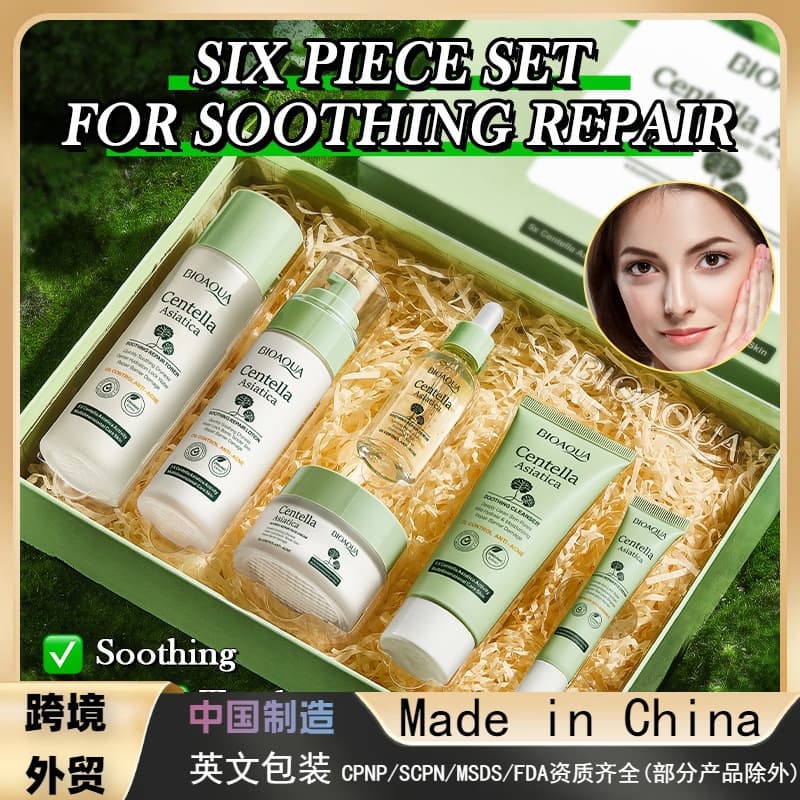 BIOAOUA Cica Soothing & Repairing Skincare Set of 6, Moisturizing Skincare Kit for Cross-border Wholesale