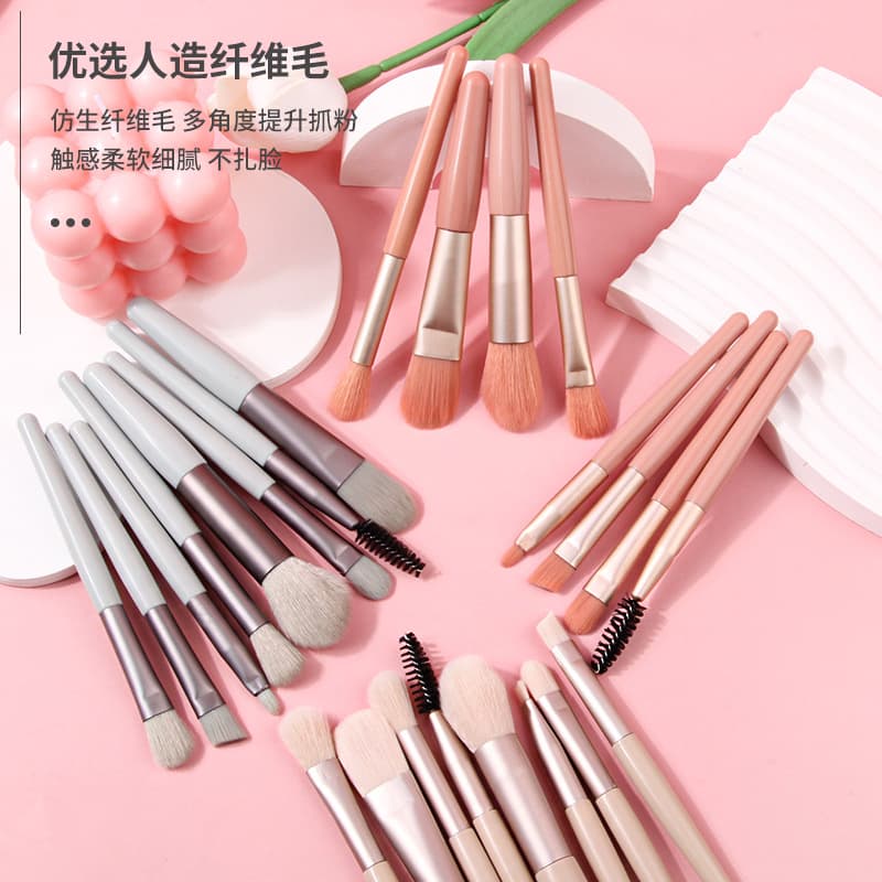 Beginner 8-Piece Soft Bristle Portable Makeup Brush Set, Soft Bristle Matte Blush Brush, Eyeshadow Brush, Full Makeup Brush Set